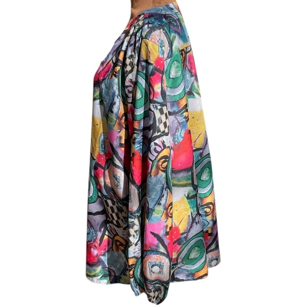 Wearable Art Blouse Womens 4X Colorful Abstract Tunic Top Artsy Boho Lightweight - Picture 4 of 16
